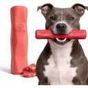 Virtually Indestructible Stick Dog Toy - Tough Durable Chew Toy for Aggressive Chewers - Safe Non-Toxic Natural Rubber - Chew & Fetch - Med/Large, 8x2 - Red
