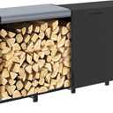 8ft Firewood Rack Outdoor with Waterproof Widened Cover, Heavy Duty Firewood Holder includes 2 Lateral Rods, Powder-coated Wood Rack with Carrier Bag, Firewood Storage Rack