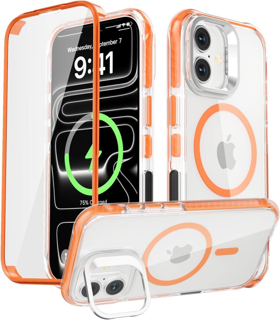 Magnetic for iPhone 17 Case, Built-in Screen Protector Orange