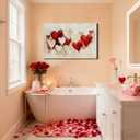 Framed Red Hearts Couple Love Wall Art 8x12in, Romantic Valentine's Day Canvas Art Pictures, Modern Abstract Wall Decor for Living Room Bedroom, Made in USA