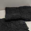 Smiry Bathroom Rugs Sets 2 Piece, Soft Absorbent Chenille Machine Washable Non Slip Shaggy Bath Rug Set for Tub, Shower, and Floor (30x20+24x16, Black)