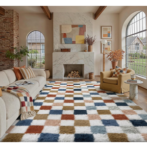 Checkered Area Rug 9x12 for Living Room Soft Fluffy Shag Carpet
Machine Washable, Non-Slip, Colorful, High Pile, Cozy for Bedroom, Kids Room, Nursery, Playroom, Classroom, Modern Decor
