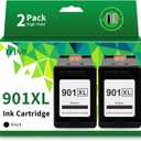 TEINO Remanufactured Ink Cartridge Replacement for HP 901XL 901 Black Ink Cartridges for HP OfficeJet J4500 J4680 J4580 4500 J4524 J4540 (2 Black)