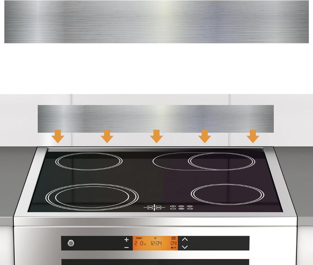 Stainless Steel Backsplash for Stove, Front Control Freestanding Range Universal Backguard, Stainless Steel Backsplash for Kitchen Stove Decor, 29.75" L5" W Fit for Most (Silver), 29.75" L 4.75" W