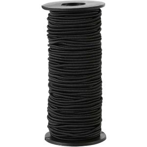 Strong and Durable Bungee Cord Roll - 1/8" x 100ft Elastic Cord, Kayak Stretch String Rope, Bungee Shock Cords for Repairing Tent Poles, DIY, Tie Downs, Black