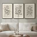 Framed Vintage Botanical Wall Art, 3 Piece Neutral Floral Plants Canvas Painting Prints Artwork for Living Room, Rustic Flowers Pictures for Farmhouse Bedroom Kitchen Dining Room Home Decor, 16x24, 16" W x 24" H x 3Pcs
