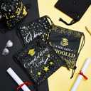 Amylove 16 Pcs Graduation Gift Bags with Drawstrings Grad Party Favor Graduation Gift Drawstring Bag for College High School Party Supplies, 9 x 12 Inch (Black)