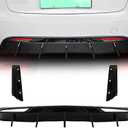 Rear Diffuser with Side Aprons Compatible with 2024-2025 Tesla Model 3，3PCS Gloss Black PP Plastic Rear Bumper Molding Lip Spoiler