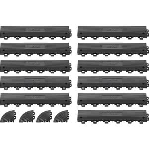 VEVOR Transition Edge Kit, 11-Piece, Durable PP Interlocking Modular Garage Floor Edging, Easy Installation, Only Compatible with VEVOR 12 x 12 Inch Drainage Mats, BlackFemale