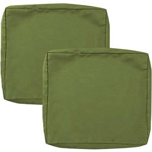 SK Studio Patio Cushion Covers Replacement, 2 Pack Waterproof Outdoor Furniture Seat Cushion Slipcover with Zipper for Garden and Backyard, Green