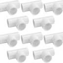 LESSO 10 Pack PVC Pipe Fittings, 1/2 inch PVC Tee Fittings 3-Way for DIY Building Furniture Greenhouse Shed Pipe Fittings Tent Connection, SCH40 White