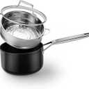 MSMK 2 Quart Saucepan with lid, Small Saucepan with Steamer Non stick, Induction, Scratch-resistant, Small Cooking Pot (2QT)