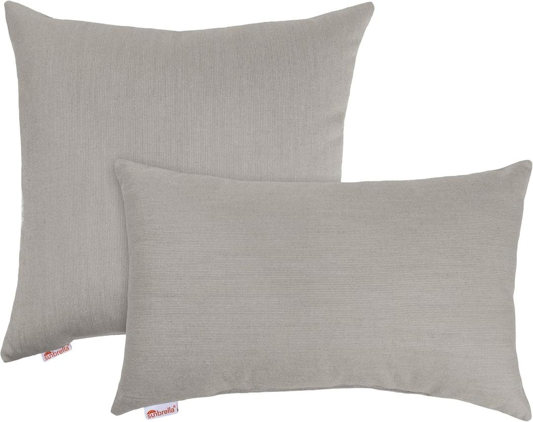 Austin Horn Classics Sunbrella Knife Edge & Filled Pillow - Set of 2, One 20" and One 13"x20" Dove