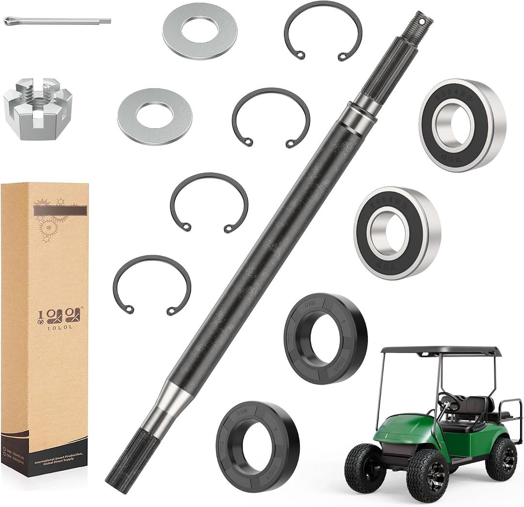 10L0L Golf Cart Driver/Passenger Side Rear Axle Shaft Sets with Bearing Seal Kit Fits EZGO TXT/Medalist Electric1994-2013, Replace OEM 20377G11 20377G12, 15112G1