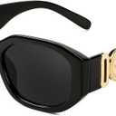 FEISEDY Retro Trendy Rectangle Sunglasses Women Men Vintage 90s Small Narrow Square Sunglasses B2322 (001 Black Frame/Gray Lens)
