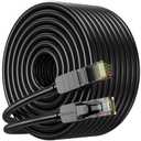 Cat 6 Ethernet Cable 125 ft, Indoor/Outdoor 26AWG UTP High Speed 10Gbps Internet Cable, Black RJ45 LAN Patch Cables, Ethernet Cord Suitable for Games, Computers, Televisions, Routers, Printers