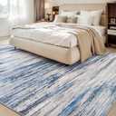 tchdio 8x10 Area Rugs for Living Room, Machine Washable Rug Modern Abstract Area Rug, Non Slip Rugs for Bedroom Rug, Soft Indoor Carpet for Living Room Office Dorm, Blue