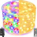 Ollny Christmas Lights Warm and Multicolor, 600LED 197FT Christmas Tree Lights IP67 Waterproof, Plug in Fairy Light with Remote 11 Modes Timer, Xmas Light for Outdoor Indoor House Holiday