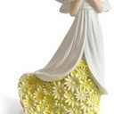 Sunflower Figurine Gifts for Women, Encouragement Memorial Bereavement Angel Sculpture from Mom to Daughter, Birthday Art Angels Statue Decoration (Willowy Pray White)