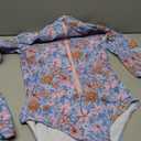 Century Star Long Sleeve Swimsuits for Women Rash Guard UPF 50+ Modest One Piece Surfing Full Coverage Bathing Suit Swimwear (4-6, Purple Orange Floral)