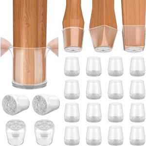 BALEINE Silicone Chair Leg Floor Protectors, Stool Leg Protectors Cap, Chair Leg Caps for Hardwood Floors (Clear-16pcs, Round S)