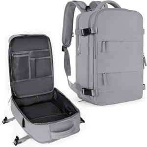 Coowoz Large Travel Backpack For Women Men, Flight Approved, Waterproof Outdoor Sports Rucksack, Casual Daypack, Fit 15.6 Inch Laptop Shoes, Grey