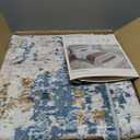 Runner Rug Kitchen Washable Rugs: 3x10 Non-Slip Abstract Soft Modern Stain Resistant Indoor Floor Neutral Accent Throw Carpet for Hallway Bathroom Laundry Room Entryway Bedroom- Blue Tan