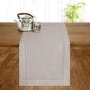 Signature Linen™ by D'Moksha Natural Table Runner 84 Inches Long, 100% Pure Linen, Hemstitch, 14 x 84 Inch Table Runner for Dresser, Dining- Summer
