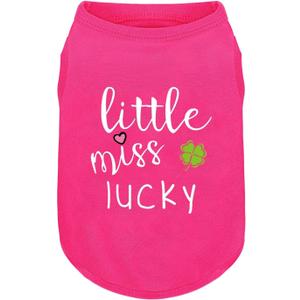 Pink Cotton Dog Shirt with 'Little Miss Lucky' Print, Soft & Breathable Pet Apparel for Dogs, All-Season Sleeveless Vest, Cute and Comfortable Dog Outfit.Pink Four-Leaf Clover 4XL