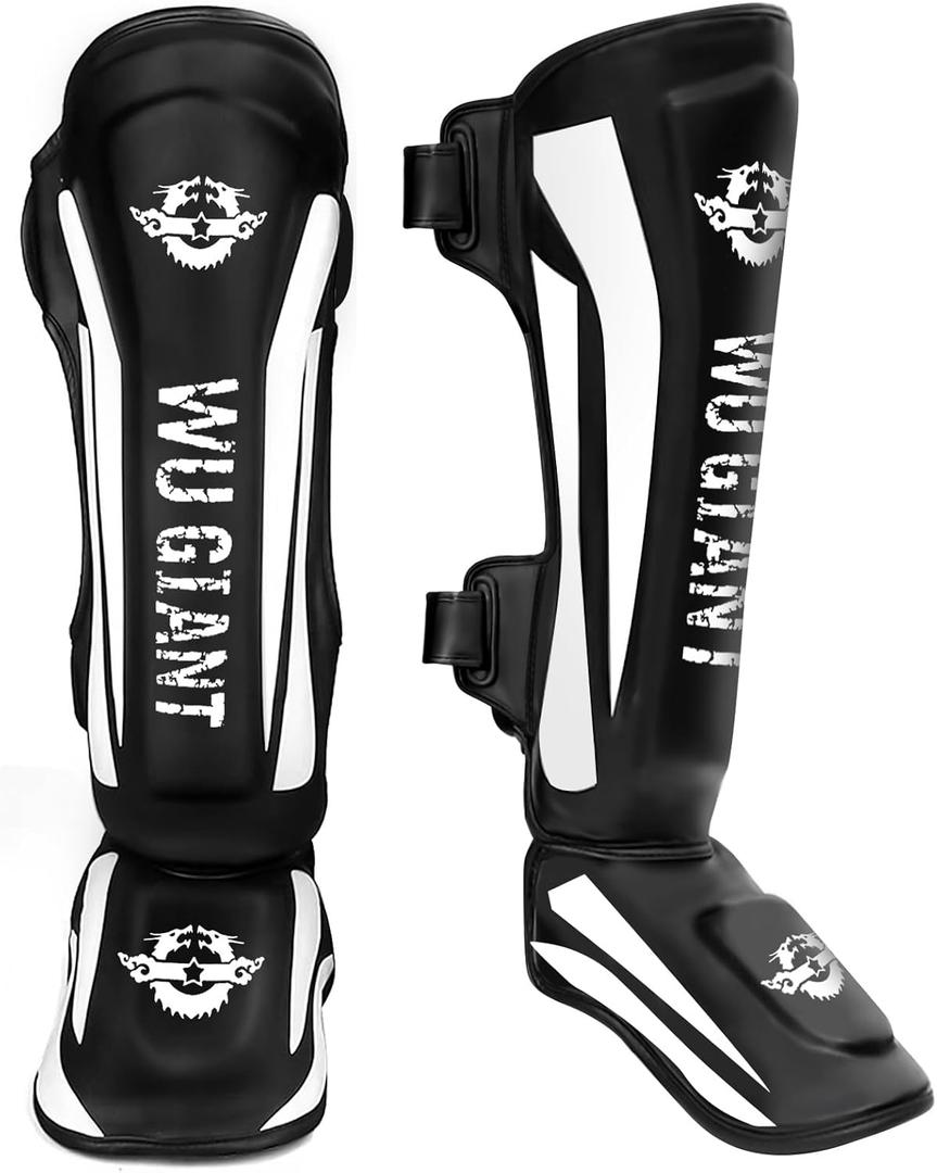 Kickboxing Shin Guards Muay Thai Shin Pads for Men, Women, Adjustable Leg Guards with Instep Protection Shinguards Martial Arts Training Equipment for MMA Training and Sparring (Small)
