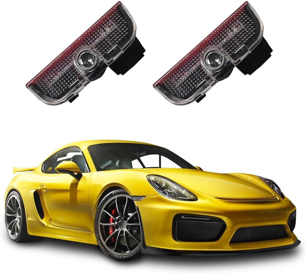 High definition LED projection welcome lightLogo Projector Puddle LightsCompatible with Cayenne /718 Boxster/CAYMAN/Macan S/911plug and play (2PCS)