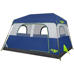 PEAK OUTDOORS Instant Tent 6/8 Person Tents for Camping, 60 Second Easy Setup Portable Camping Cabin Tent with Rainfly, Waterproof Pop Up Tents for Family Camping & Hiking with Expandable Carry Bag