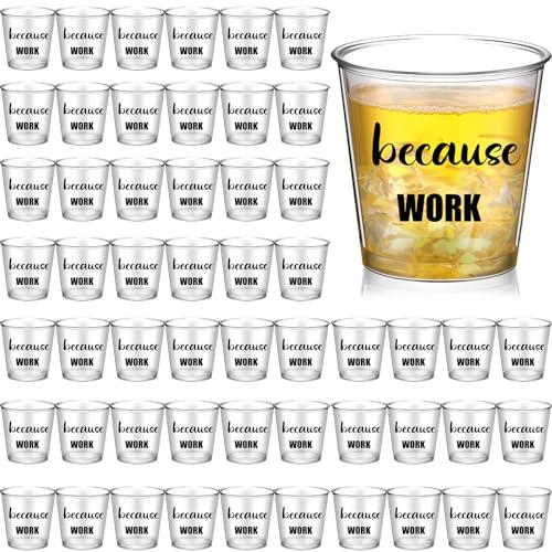 Nuogo  Christmas Funny Coworker Gifts Because Work Shot Glasses Bulk 2.87 oz Disposable Plastic Cups Office Gifts Christmas Employee Appreciation Colleague and Retirement Party Favors