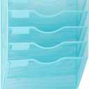 EASEPRES 5 Pocket Mesh Hanging Wall File Organizer, Wall Mounted Mail Paper Document Folder Holder, Clipboard Storage Organization Magazine Rack with Nametag Label for Office Home School, Blue