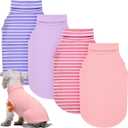 Abbylike 4 Pack Dog Shirts, Spring Lightweight Stretchy Dog Turtleneck, Breathable Soft German Velvet Sleeveless Puppy Base Layer Vest for Pet Indoor Outdoor Wears(Blush Pink and Purple,XXL)