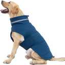 Mklhgty Waterproof Dog Coat for Large Dogs, Warm Dog Winter Jacket, Reflective Windproof Turtleneck Coats with Adjustable Hook & Loop - Blue - XL