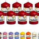 BOLSIUS 10 Dark Red Pillar Candles - 2.25 x 3.25 Inches - Premium European Quality - Individually Wrapped - 17 Burn Hours - Dripless Smokeless Unscented Dinner, Wedding, Party, & Home Decor Candles