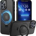 Compatible with iPhone 13 pro Case with Magnetic Ring Stand, Military Drop Protection, Anti-Scratch/Anti-Fingerprint Translucent Matte Phone Case for iPhone 13 pro (Black)