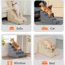 Made4Pets Dog Stairs Ramp for Small Dogs 15.7" H, 3-Step Dog Steps for Bed Couch Sofa and Chair, 35D Foam Pet Steps for Small Dogs and Cats, Non-Slip Bottom Pet Stairs, Grey