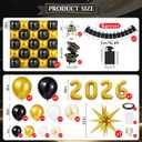 Graduation Balloon Arch Kit 2026, 116Pcs Black and Gold Graduation Balloons 2026 with Square Foil Balloons Wall, Photo Banner, 2026 Number Balloons for Class of Graduation Party Decorations