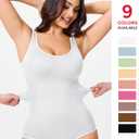 Nebility Womens' Waist Trainer Seamless Round Neck Tummy Control Shapewear Bodysuit (White, M)