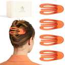 Amlaidu Large Flat Hair Claw Clips for Thick Medium Thin Hair for Women, French Duckbill Hairclips, Strong Hold Non Slip Hair Barrettes for Yoga Driving - 4Pcs, Orange