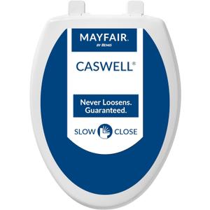 Mayfair Caswell Modern Toilet Seat, Slow Close, Easy Clean, Plastic, Elongated, White
