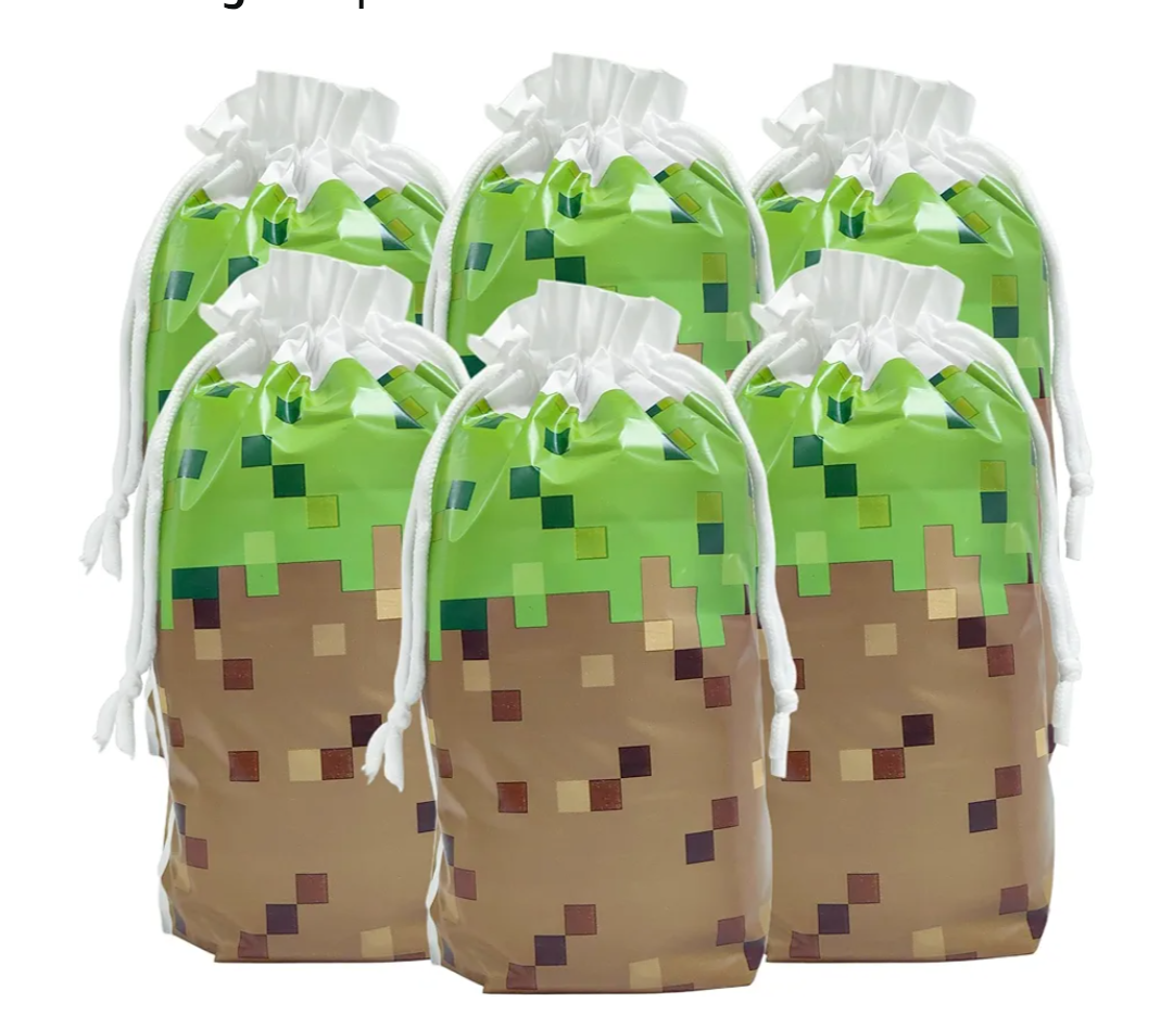 30Pcs 7 x 10Inch Pixel Miner Favor Bags Pixel Themed Treat Goodie Bags for Birthday Party Supplies Video Game Party Candy Bag for Kids