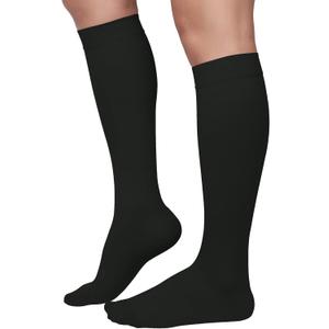 MGANG 20-30 mmHg Compression Socks, Knee High Compression Stocking for Men and Women, Closed Toe, for Varicose Veins, DVT, Swelling, Edema, Shin Splints, Black Large
