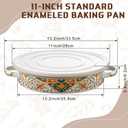 11 Inch Enamel Pie Pan Vintage Floral Baking Dish, Non-stick Oven and Dishwasher Safe for Turkey, Pizza and Desserts Gift for Wife and Mother Baking Dish(Retro Style)
