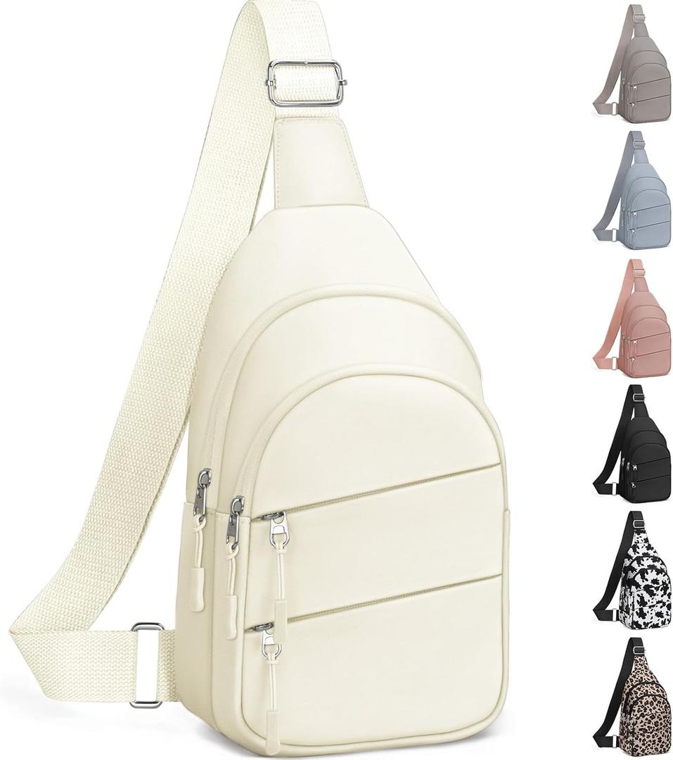 Tuwubi Crossbody Bags for Women, Sling Bag for Men, Small Hiking Backpack Anti Theft Lightweight for Outdoors Travel (M, Beige)