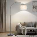 Arc Floor Lamp, Modern Floor Lamp for Living Room with Adjustable Lamp Head, Tall Pole Lamp with Gray Lampsahde and On/Off Pedal Switch, Over Couch Reading Light for Bedroom, Office, Study Room