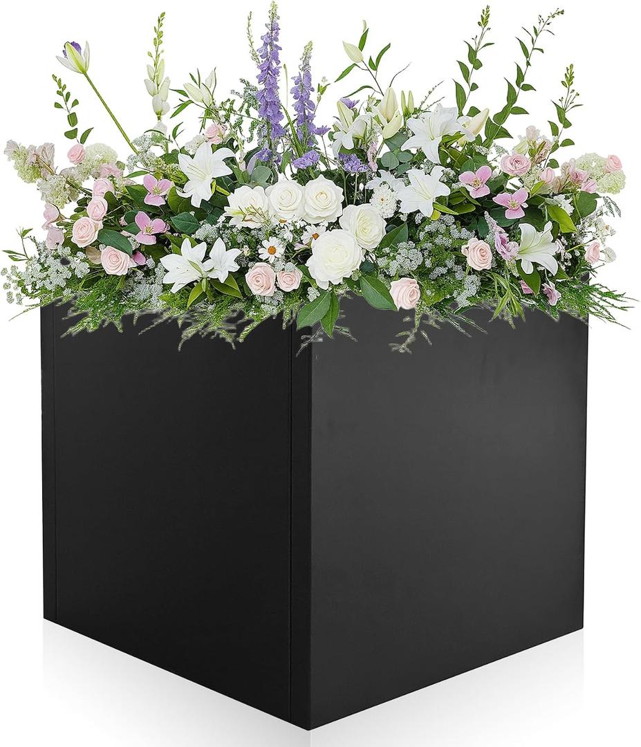 Metal Planter Box 16" x 16" x 16" Large Square Planter Heavy Duty Galvanized Steel Tall Plant Boxes with Insert Shelf and Drainage Holes for Outdoor Patio Yard Garden Porch Terrace