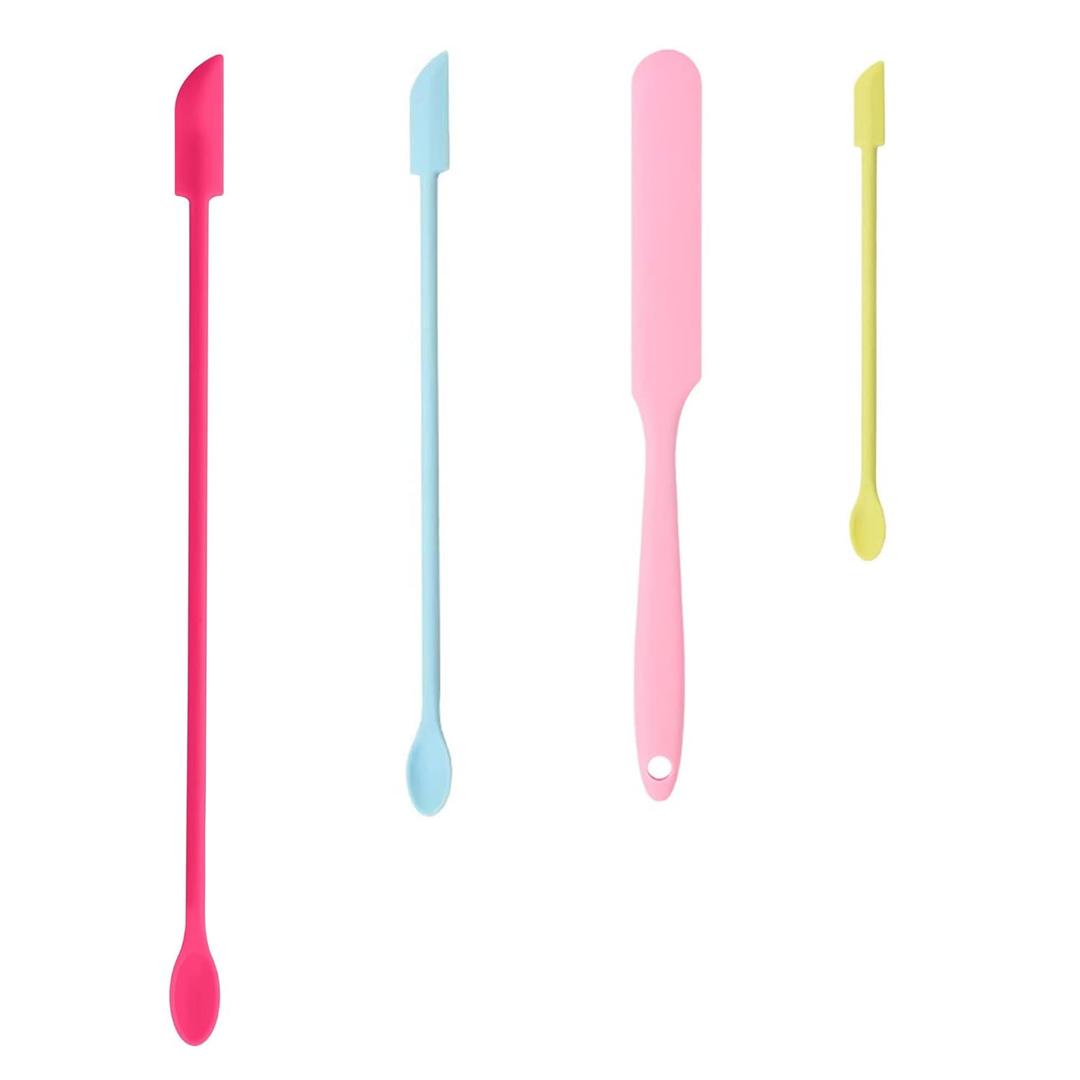 Small Beauty Spatula, 4 Pcs Mini Spatula for Cosmetics Lotion Makeup, Every Drop Tiny Spatula for Makeup and Kitchen Jar, Wax Waxing Body Hair Removal